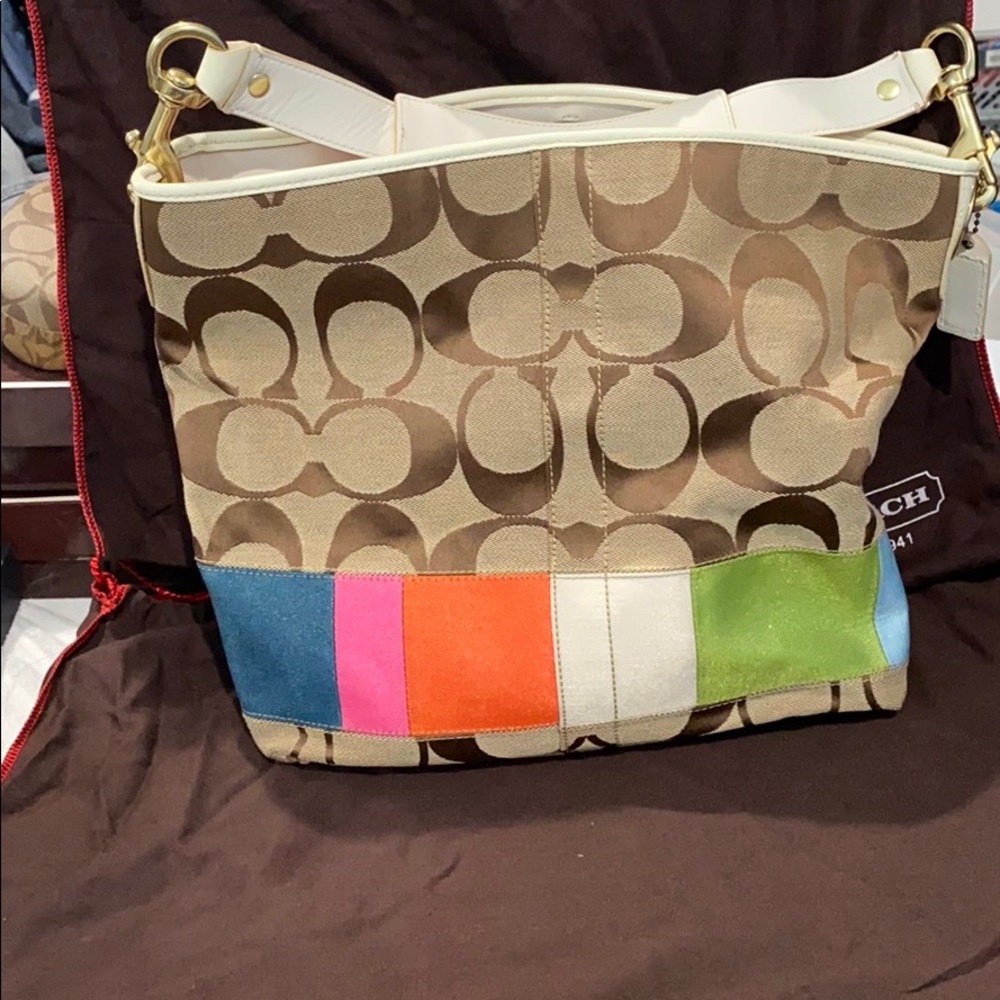 Coach Monogram Multicolor Stripe Shoulder Bag